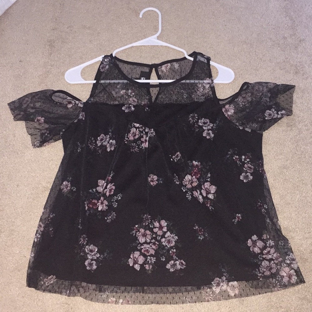 Black floral shirt